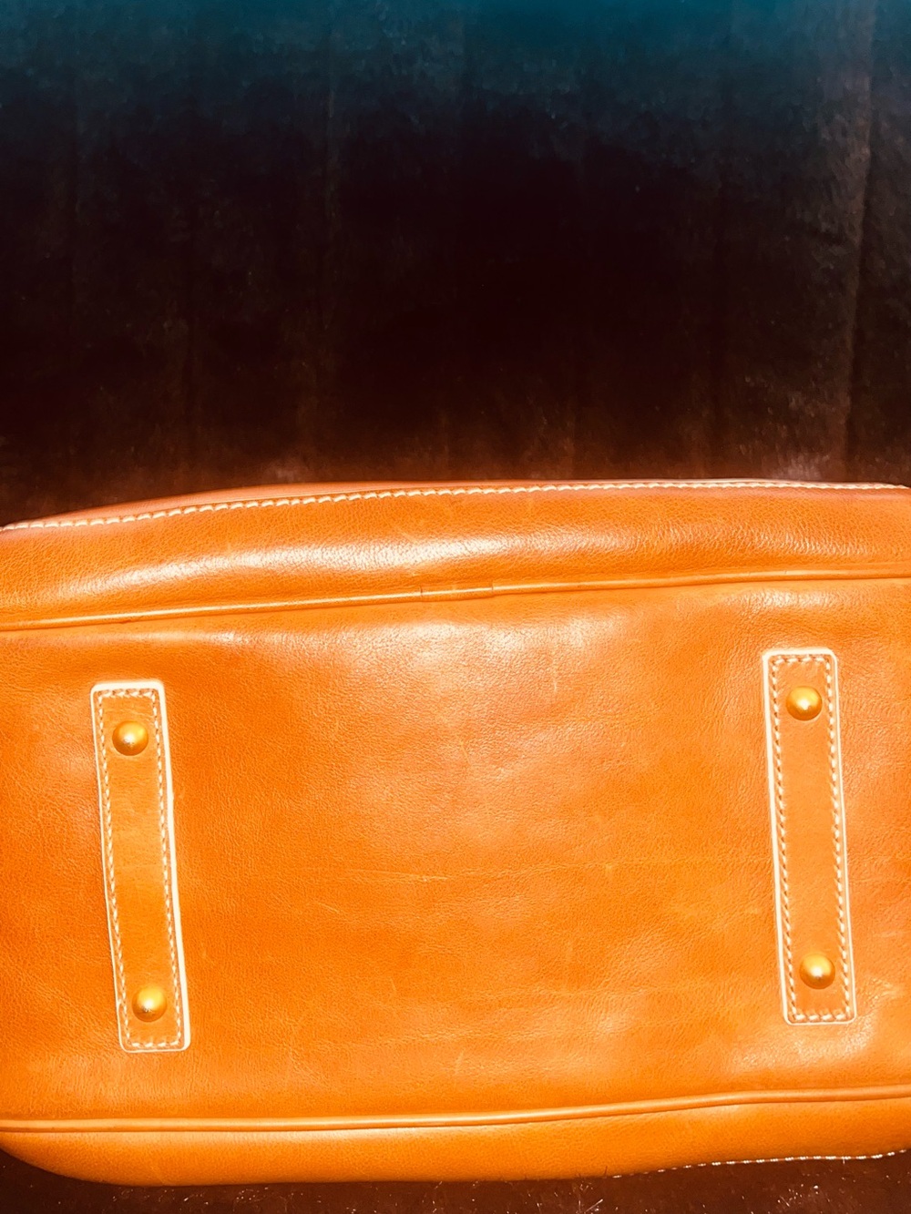 Dooney & Bourke Orange Leather Satchel with White Trim - Picture 4 of 6